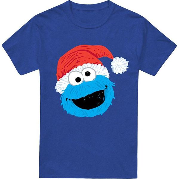 Sesame Street - Maglietta Da Uomo/Donna Unisex, Screziata, Disegno Natalizio TV21501 (3XL) (Blu Reale)-image