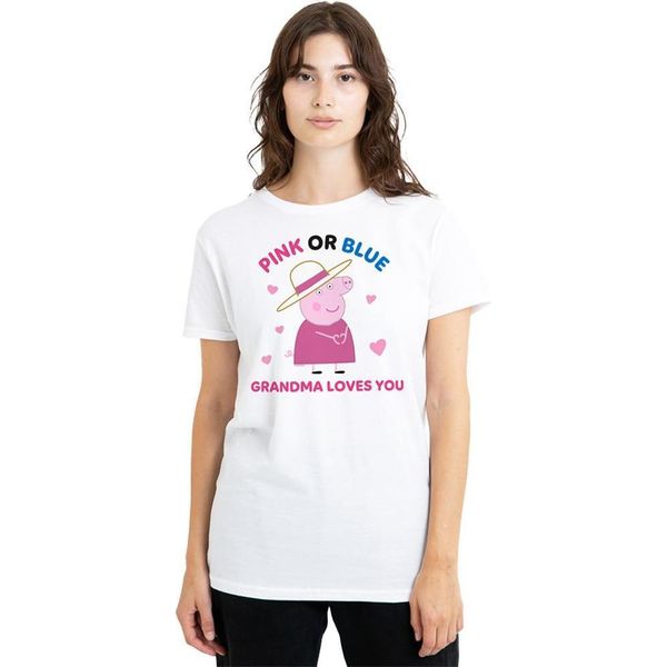 Peppa Pig - Maglietta "Rosa O Blu Nonna Pig Ti Ama"" Per Uomo/Donna Unisex TV21649 (L) (Bianco)"-image