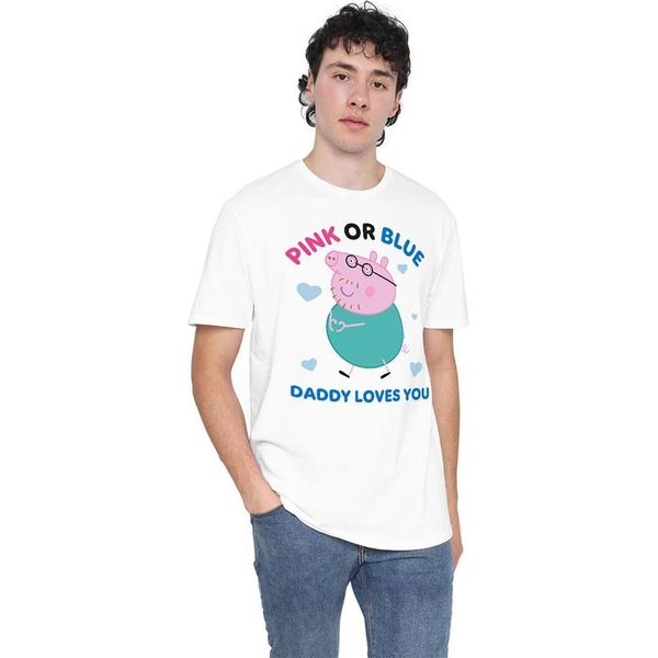 Peppa Pig - Maglietta "Rosa O Blu Papà Pig Ti Ama"" Per Uomo/Donna Unisex TV21659 (3XL) (Bianco)"-image