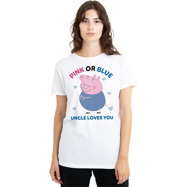 Peppa Pig - Maglietta "Zio Pig Ti Ama"" Rosa O Blu Per Donna TV21959 (M) (Bianco)"-image