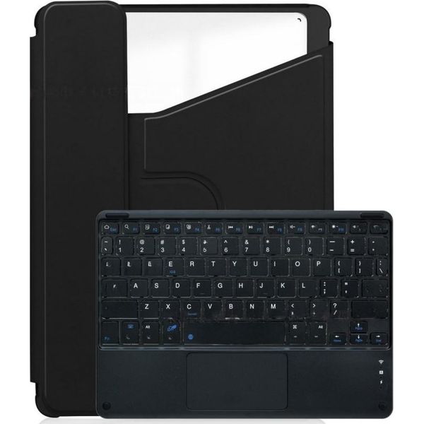Inf Custodia Con Tastiera Bluetooth Girevole A 360° Per Ipad Air 11 2024 - Finto Cuoio Nera-image