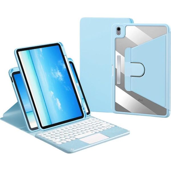 Inf Custodia Tastiera Bluetooth Rotante 360° Per Ipad Air 5/Air 4 10.9" - Blu"-image