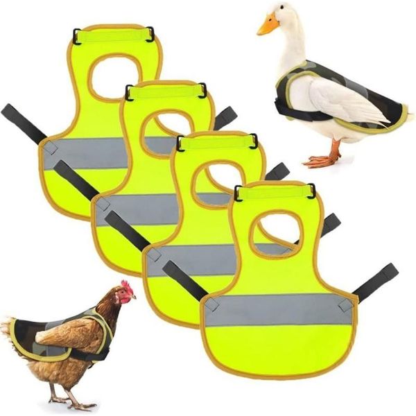 Inf 4 Pezzi Gilet Riflettente Di Sicurezza Per Polli, Anatre E Oche - Protezione Invernale Verde-image