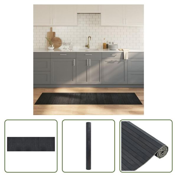 The Living Store Tappeto Rettangolare Grigio 60X200 Cm Bamboo-image
