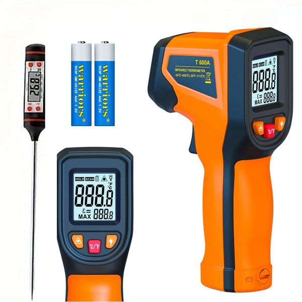Termometro A Infrarossi, Misuratore Di Temperatura Laser Digitale -58 ° F ~ 1112 ° F (-50 ° C ~ 600 ° C) Pistola Ir (Non Umana) Ideale Per La Cottura, La Frittura, La Cucina,-image
