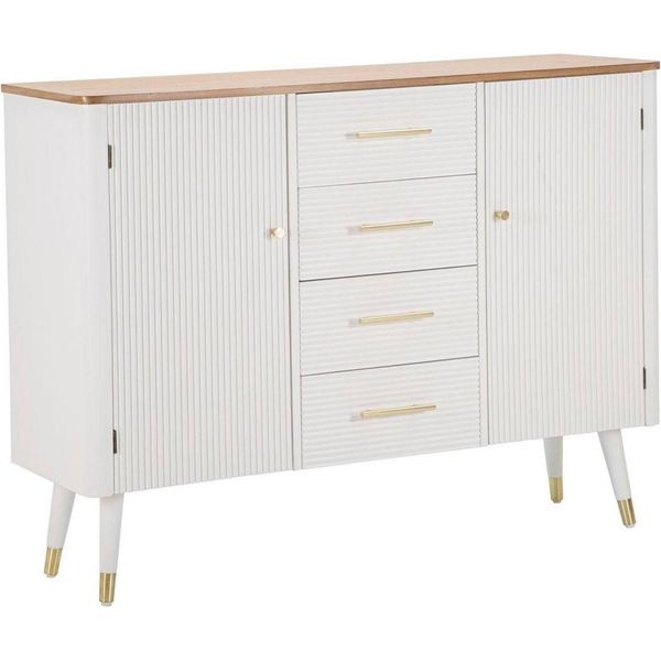 Dmora Credenza Acute 37X117X90H Cm Bianco, 4 Cassetti 2 Vani-image