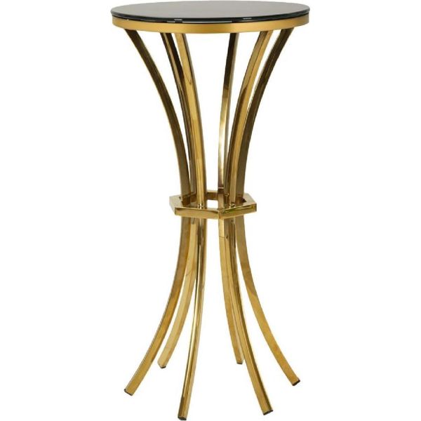 Tavolino Da Terra Shanty Alto Ø 40X81 Cm Oro Nero Mauro Ferretti-image