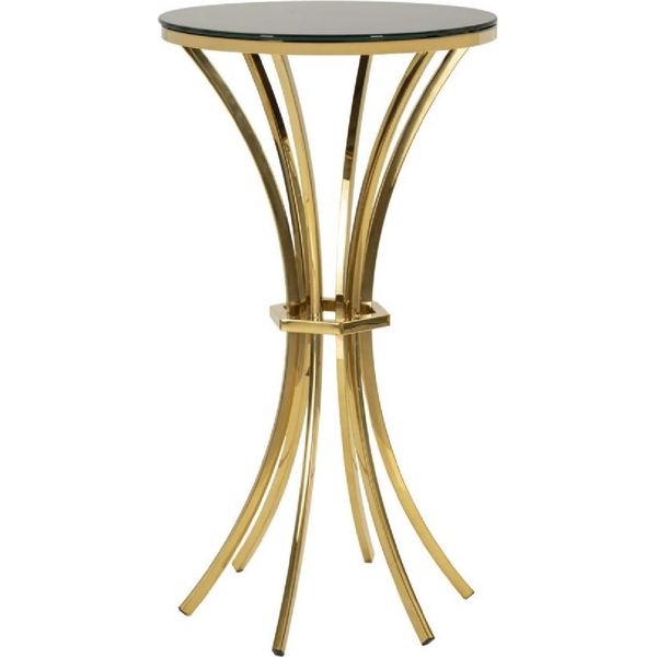 Tavolino Da Terra Shanty Alto Mauro Ferretti Ø 50X92 Cm Oro Nero-image