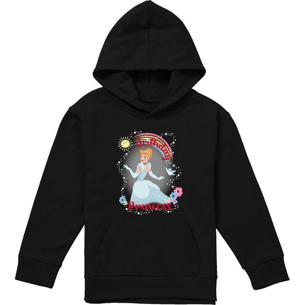 Cenerentola - Felpa Con Cappuccio "Birthday Princess"" Per Bambini TV22287 (128) (Nero)"-image