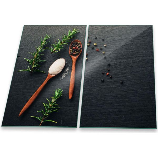 Piastra Di Copertura Del Piano Cottura Piastra Di Copertura Del Piano Cottura In Ceramica 2 Pezzi 60X52 Grigio Protezione-image