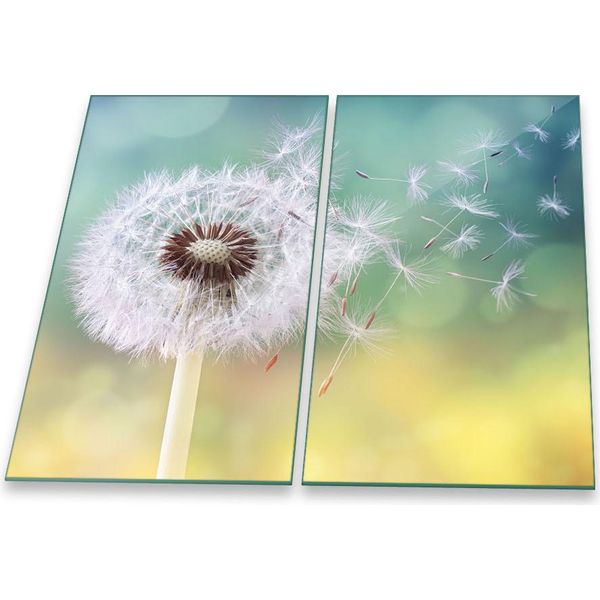 Piastra Di Copertura Del Piano Cottura Piastra Di Copertura Del Piano Cottura In Ceramica 2 Pezzi 60X52 Vetro Dandelion-image