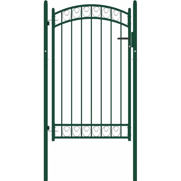 Vidaxl Cancello Per Recinzione Con Piano Ad Arco In Acciaio 100X150 Cm Verde-image
