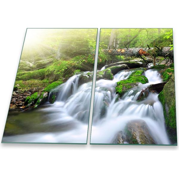 Piastra Di Copertura Del Piano Cottura Piastra Di Copertura Del Piano Cottura In Ceramica 2 Pezzi 60X52 Vetro A Cascata-image
