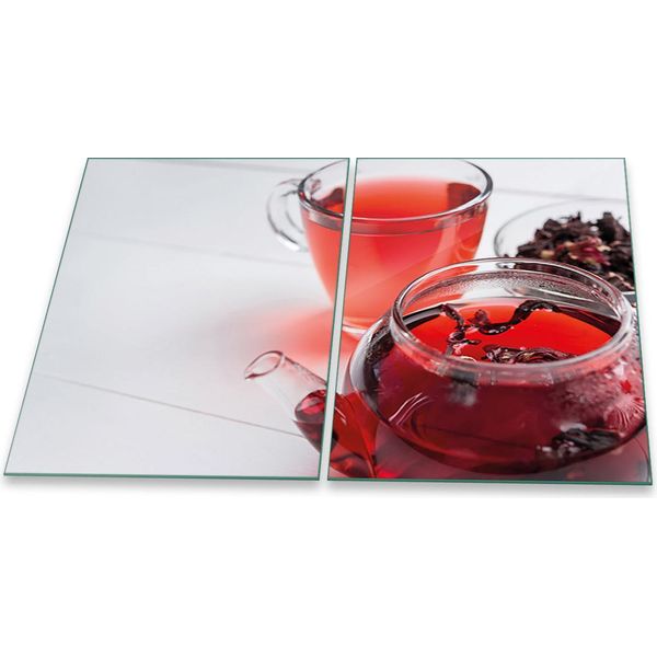Piastre Di Copertura Del Piano Cottura Piastre Di Copertura Del Piano Cottura In Ceramica In Vetro Universale 2 Pezzi 2X40X52 Rosso Tea-image
