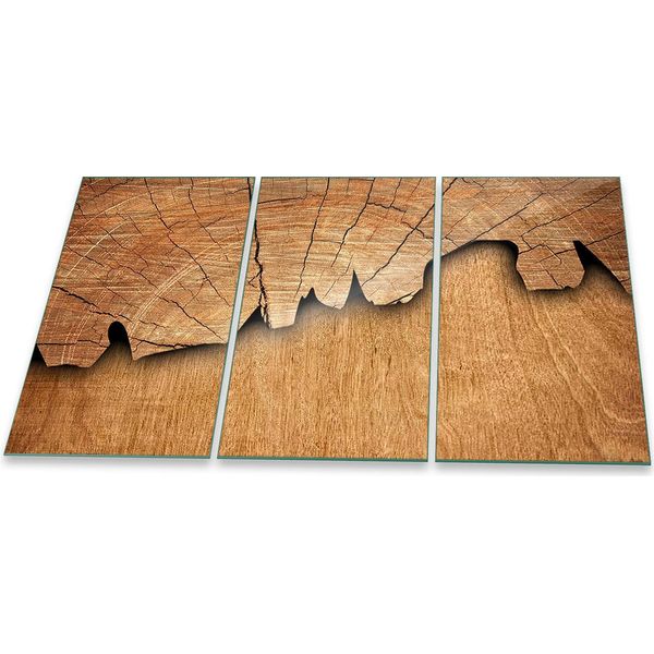 Piastra Di Copertura Del Piano Cottura Piastra Di Copertura Del Piano Cottura In Ceramica 3 Pezzi 90X52 Legno Vetro Marrone-image