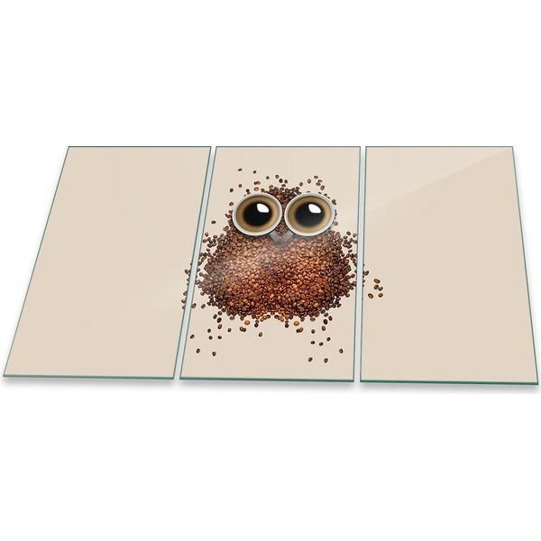 Piastra Di Copertura Del Piano Cottura Piastra Di Copertura Del Piano Cottura In Ceramica 3 Pezzi 90X52 Owl Beige In Vetro-image