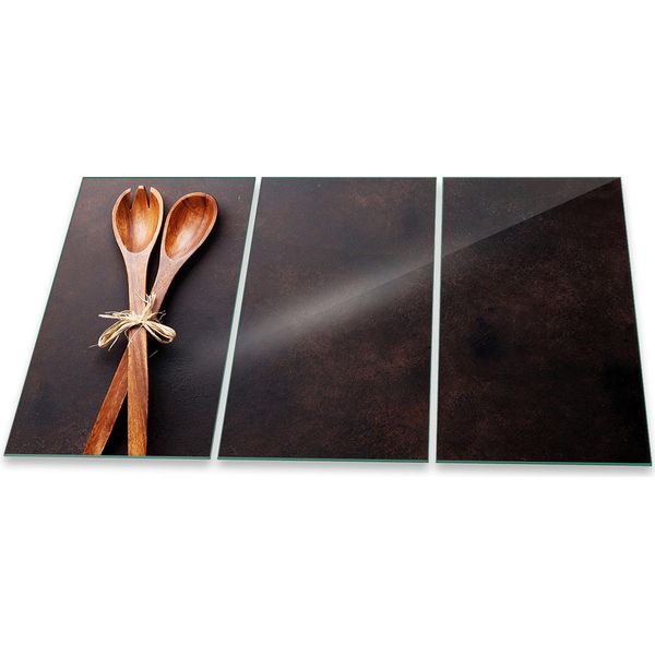 Piastra Di Copertura Del Piano Cottura Piastra Di Copertura Del Piano Cottura In Ceramica 3 Pezzi 90X52 Herbs Brown-image