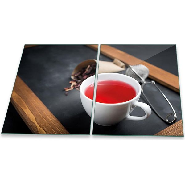 Piastre Di Copertura Del Piano Cottura Piastre Di Copertura Del Piano Cottura In Ceramica In Vetro Universale 2 Pezzi 2X40X52 Rosso Tea-image