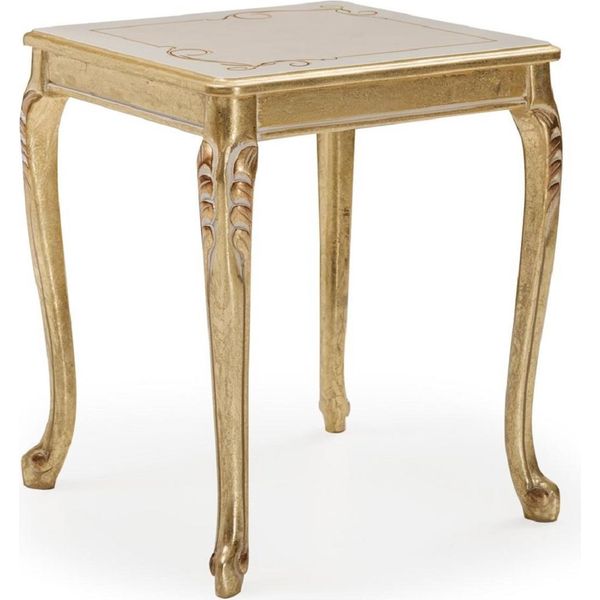 Casa Padrino - Tavolino Barocco Oro / Crema / Bianco - Tavolo Quadrato In Legno Massiccio In Stile Barocco - Mobili Da Salotto In Stile Barocco - Mobili Barocchi - Nobile & Magnifico-image