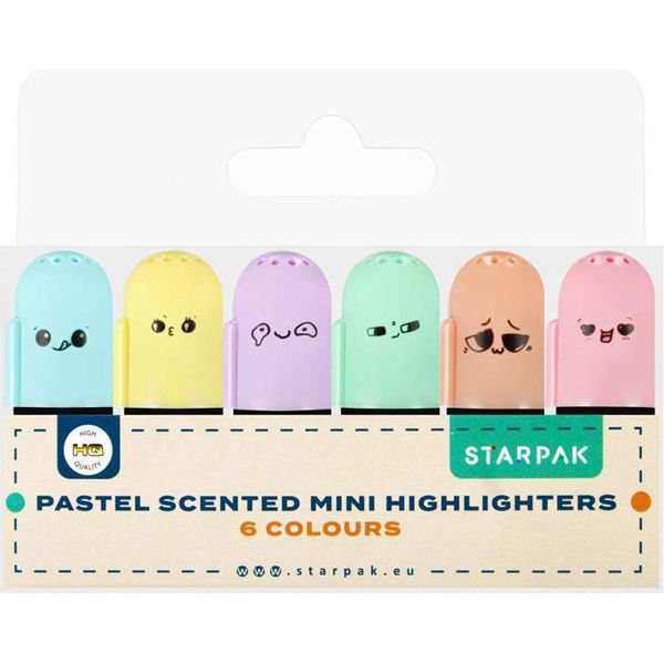Mini Evidenziatori Pastello Profumati Per L'ufficio E La Scuola, Mix Di Colori 6 Pz.-image