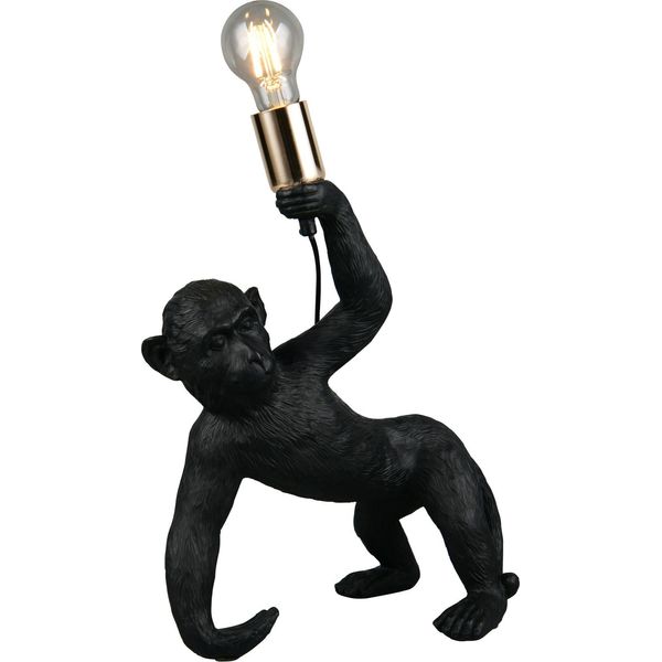 Lampada Da Tavolo, Scimmia, Nero, Plastica, E27, Interruttore A Cavo, H 42Cm-image