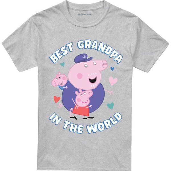 Peppa Pig - Maglietta "Best Grandpa In The World"" Per Uomo/Donna Unisex TV21384 (3XL) (Grigio Screziato)"-image