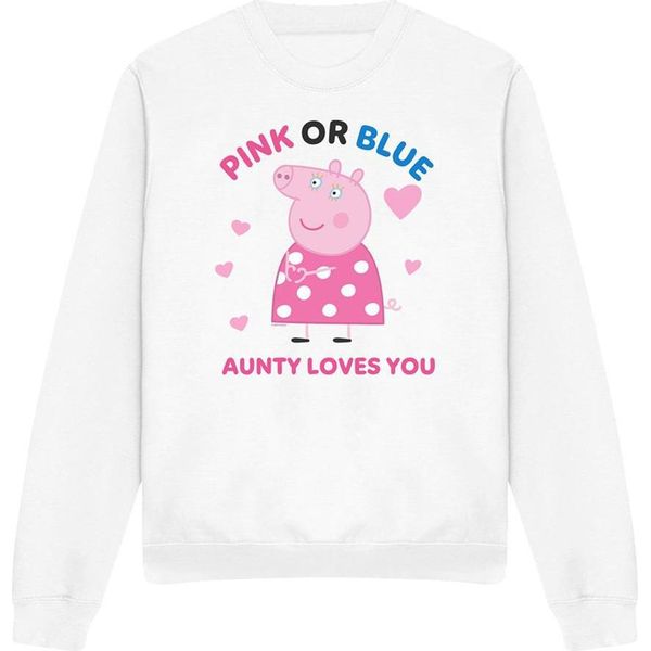 Peppa Pig - Felpa "Pink Or Blue Aunty Pig Loves You"" Da Donna TV21380 (Xxl) (Bianco)"-image