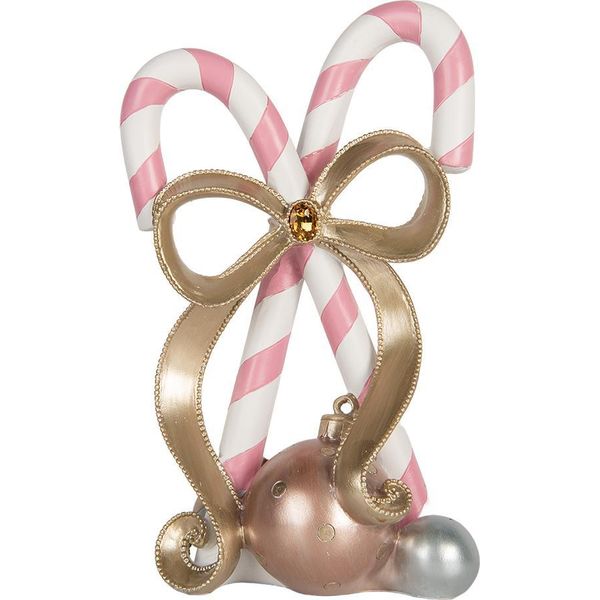 Clayre & Eef Decorazione Natalizia Figura Bastoncino Di Zucchero 19X14X30 Cm Plastica Rosa-image