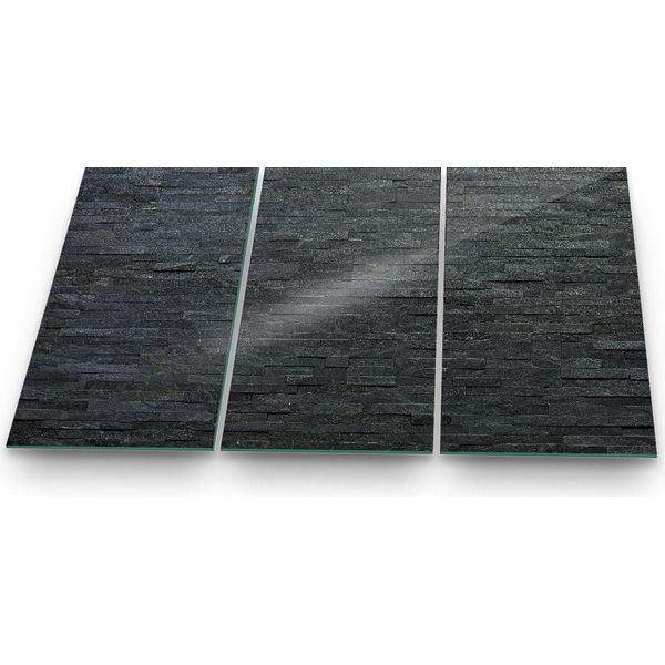 Piastra Di Copertura Del Piano Cottura Piastra Di Copertura Del Piano Cottura In Ceramica 3 Pezzi 90X52 Nero Mattone-image
