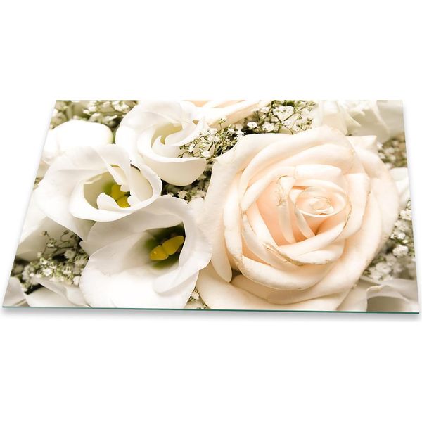 Piastra Di Copertura Del Piano Cottura Piastra Di Copertura Del Piano Cottura In Ceramica 1 Pezzo 80X52 Rose Bianco-image