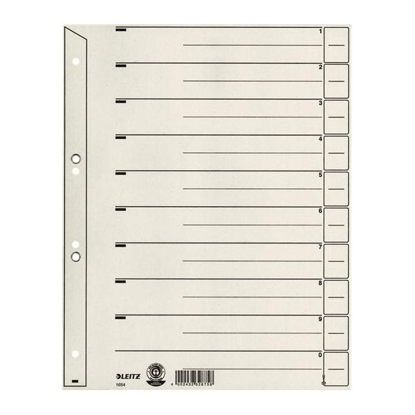 Leitz 1654-00-85 Divisori A4 Extra Larghi In Cartone Kraft 200G/Mq Grigio-image
