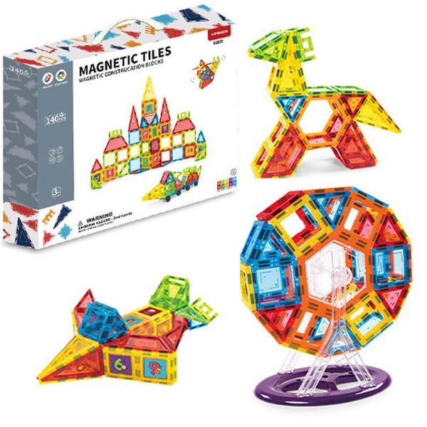 Set Di Costruzioni Magnetiche 140 Pezzi - Piastrelle Magnetiche-image