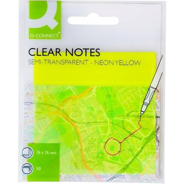 Q-Connect® KF10369 Sticky Note Pp - 76 X 76 Mm, Giallo Semi-Trasparente, 50 Fogli-image