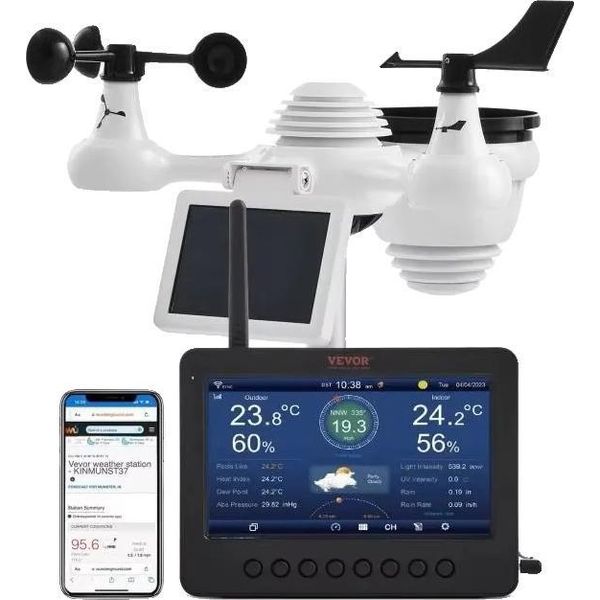 Vevor Stazione Meteo Wireless, Monitoraggio 7 In 1, Display Tft Da 7", YT60233"-image
