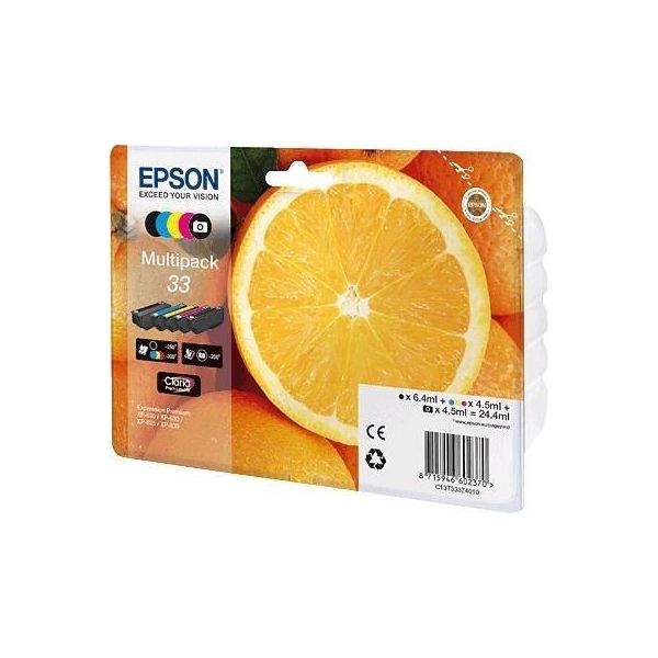 Epson 33 Multipack - Confezione Da 5 - Nero, Giallo, Ciano, Magenta, Nero Fotografico - Originale - Confezione Blister - Cartucce D'inchiostro-image