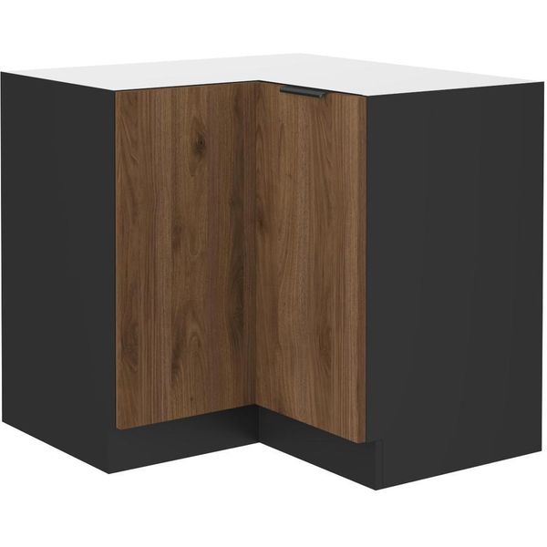 Mobile Angolare Inferiore Tova - Larghezza 90X90 Cm, Noce Okapi / Nero-image