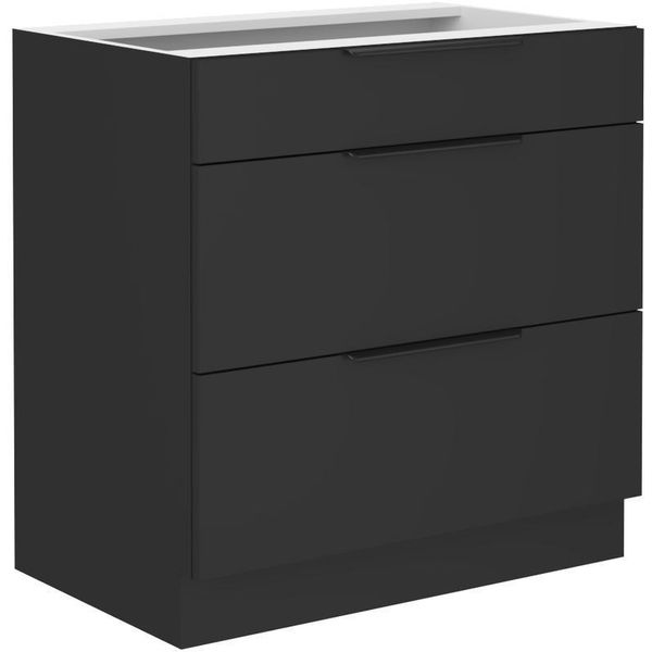 Mobiletto Con Cassetti Inferiore Saju - Larghezza 80 Cm, Nero-image