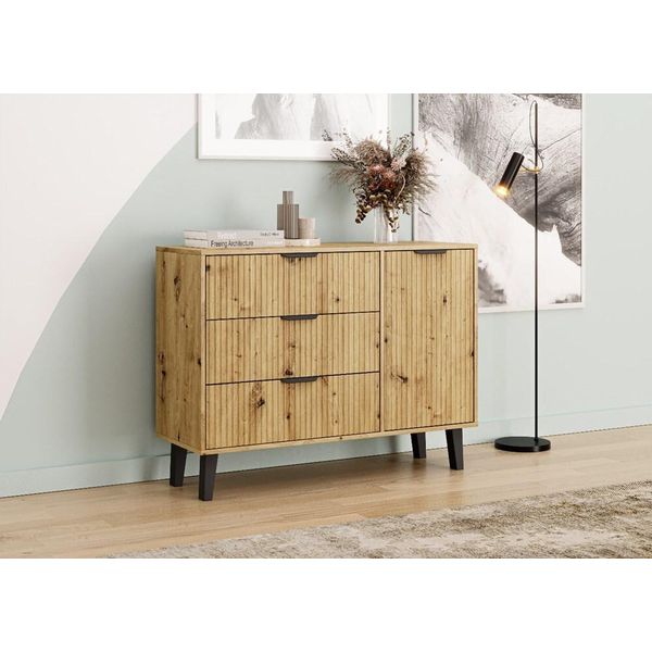 Cassettiera Combinata Sitive Slim - Rovere Artigianale / Nero-image