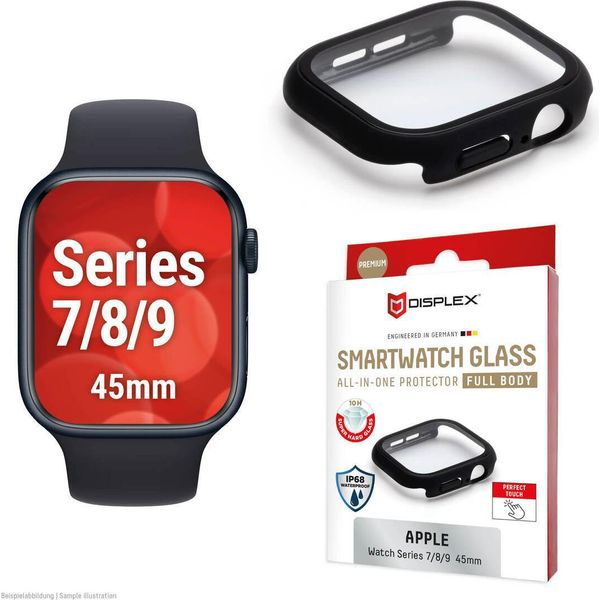 Displex 02131, Pellicola Protettiva, Smart Watch, Nero, Apple, Apple Watch 9/8/7 (45 Mm), Policarbonato (Pc), Vetro Temperato-image