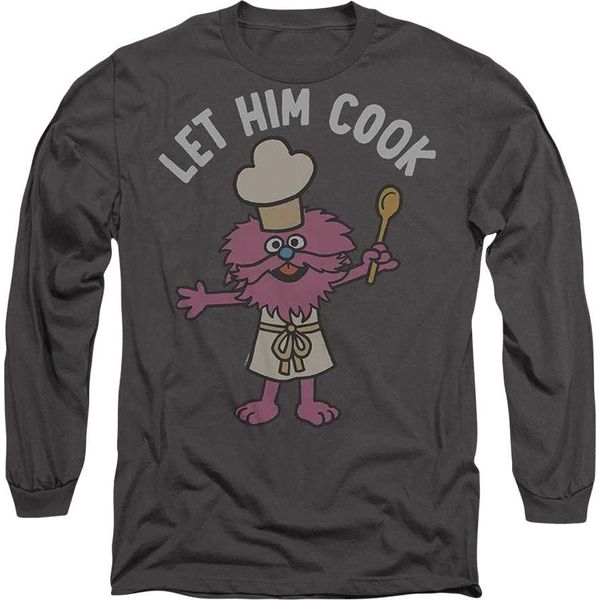 Sesame Street - Maglietta "Let Him Cook"" Per Uomo/Donna Unisex, Manica Lunga TV21283 (Xl) (Charcoal)"-image