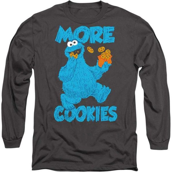 Sesame Street - Maglietta "More Cookies"" Per Uomo/Donna Unisex, Manica Lunga TV21237 (Xl) (Carbone)"-image
