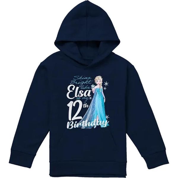 Frozen - Felpa Con Cappuccio "Bright Like Elsa"" Per Bambini, 9° Compleanno TV22519 (116) (Navy)"-image