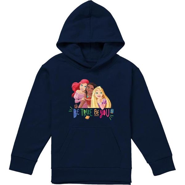 Disney Princess - Felpa Con Cappuccio "Sii Vero, Sii Tu"" Per Bambini TV22600 (152-158) (Navy)"-image