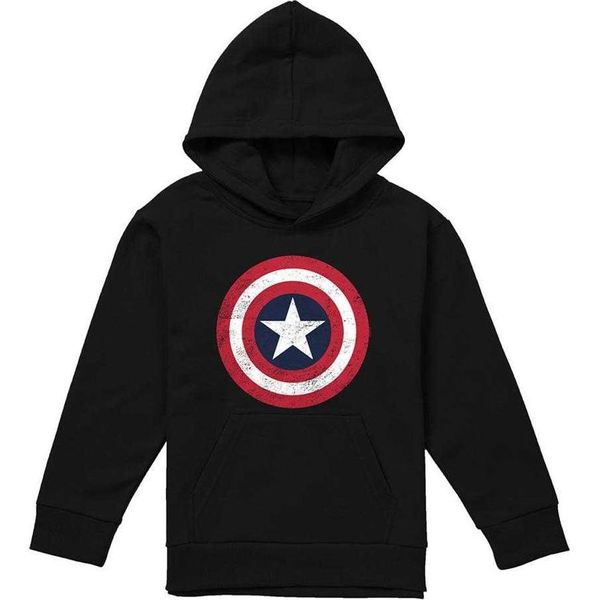 Capitan America - Felpa Con Cappuccio Per Bambini, Pullover TV22726 (116) (Nero)-image
