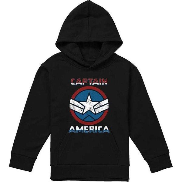 Capitan America - Felpa Con Cappuccio Per Bambini, Pullover TV22743 (128) (Nero)-image