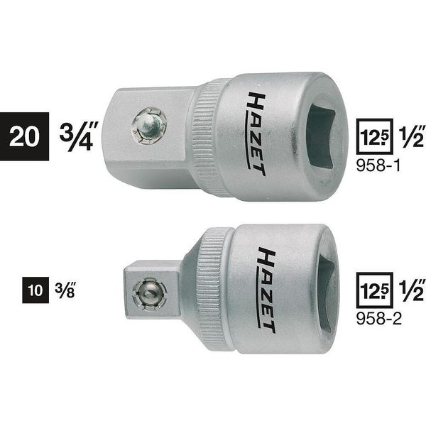 Hazet Adapter, Innenvierkant 12,5 Mm (1/2" ), Vierkant 20 Mm (3/4"" ) 958-1 (958-1)"-image