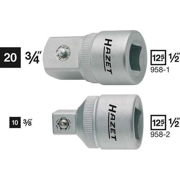 Hazet Adapter, Innenvierkant 12,5 Mm (1/2" ), Vierkant 10 Mm (3/8"" ) (958-2)"-image