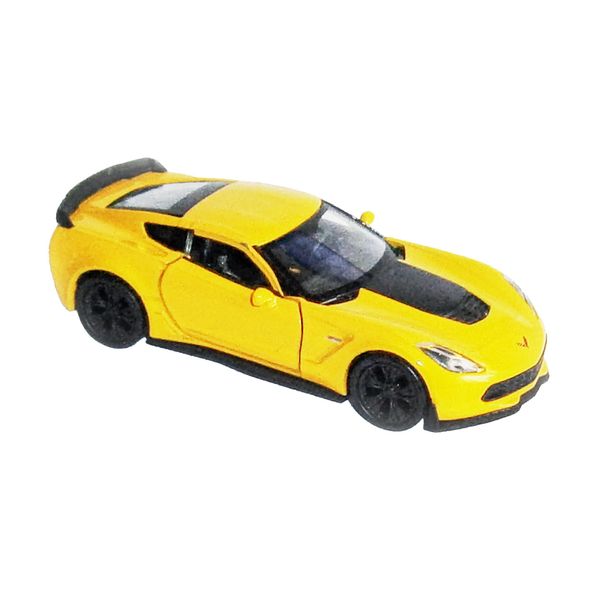 Chevrolet Corvette Z06 2017 Modello Di Auto In Metallo Con Motore A Strappo Giocattolo Auto Giocattolo Welly 23 (Giallo)-image