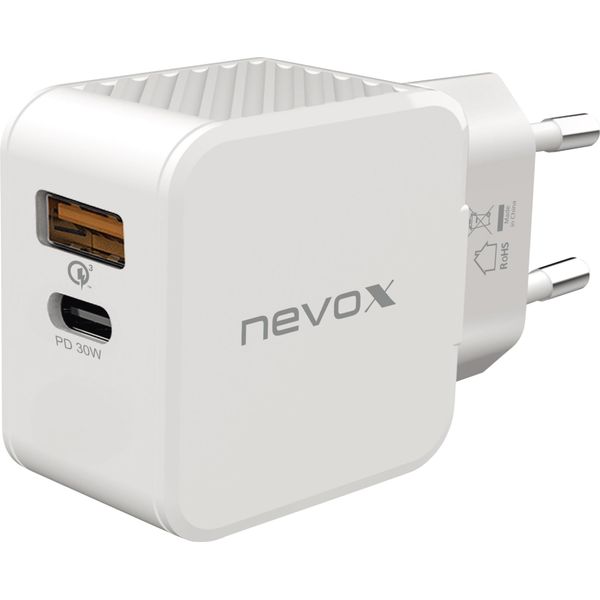 Nevox Usb Pd Type C + Usb Qc 3.0 LadegeräT 30 Watt Weiß (2009)-image