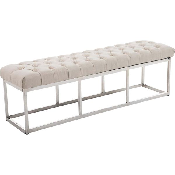Panca Clp In Tessuto Amun Con Struttura In Acciaio Inox, Crema 150 Cm-image